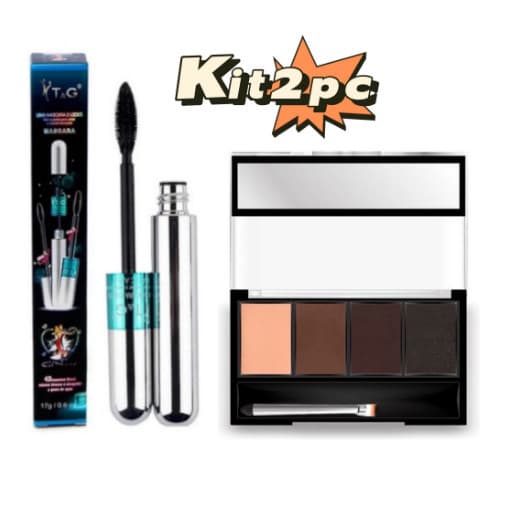 KIT Máscara para cílios a prova d'água T&G Tango RÍMEL 4D + Sombra Para Sobrancelhas Ruby Rose HB9354