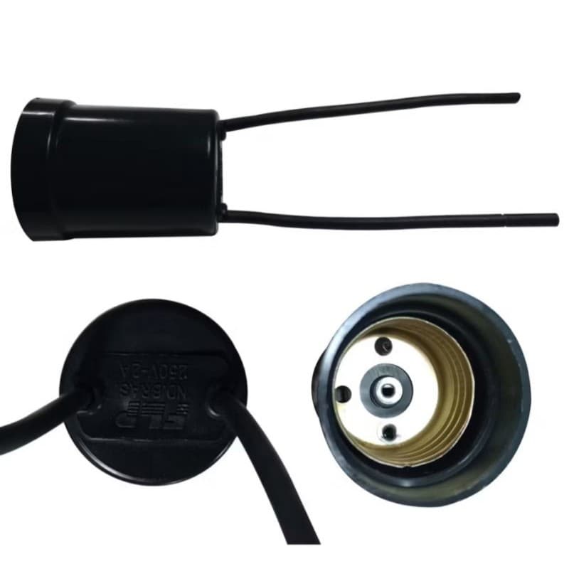 10 UNIDADES soquete com rabicho PRETO para luminária BIVOLT 110V E 220V abajur Bocal lâmpada rosca e-27 fio 250v bulbo