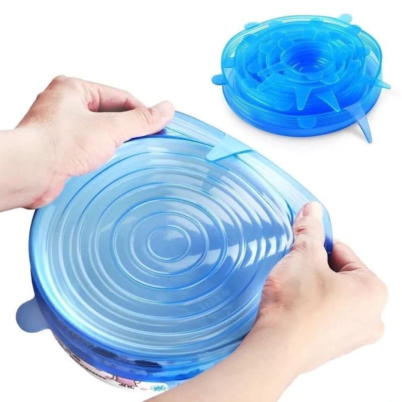 Kit 6 Tampas De Silicone Reutilizável Elástica Tapoer Panela tupperware