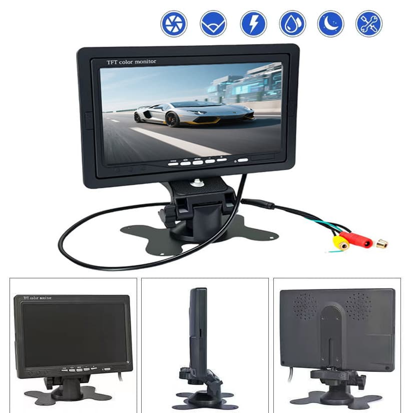 Carro display De 7 Polegadas tft lcd = Tela De Vídeo Atrás Da Exibição 12v/24v Câmera De Ré Do cctv Monitoramento De Seg