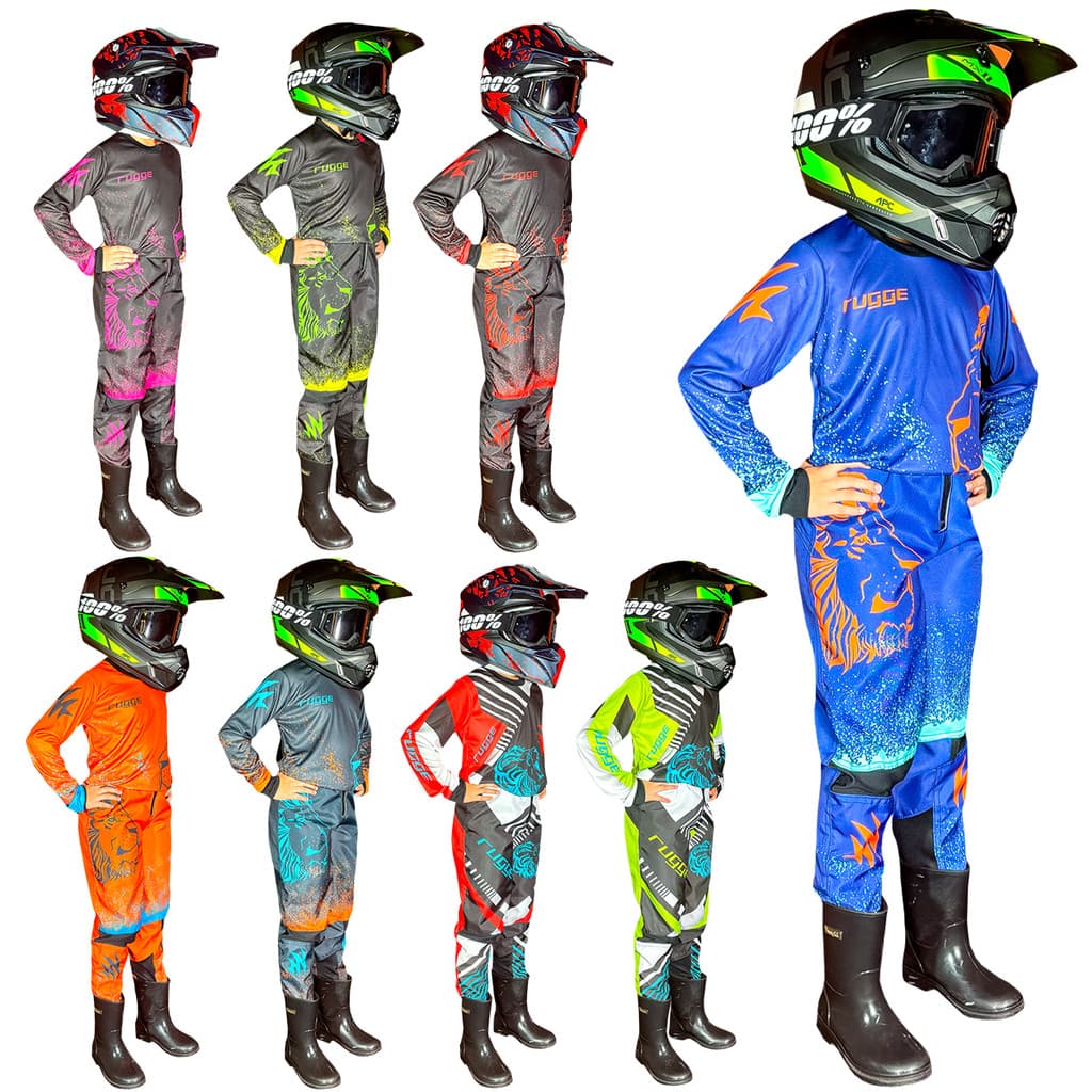 Conjunto Roupa Motocross Infantil Trilha Offroad Cross Rugge