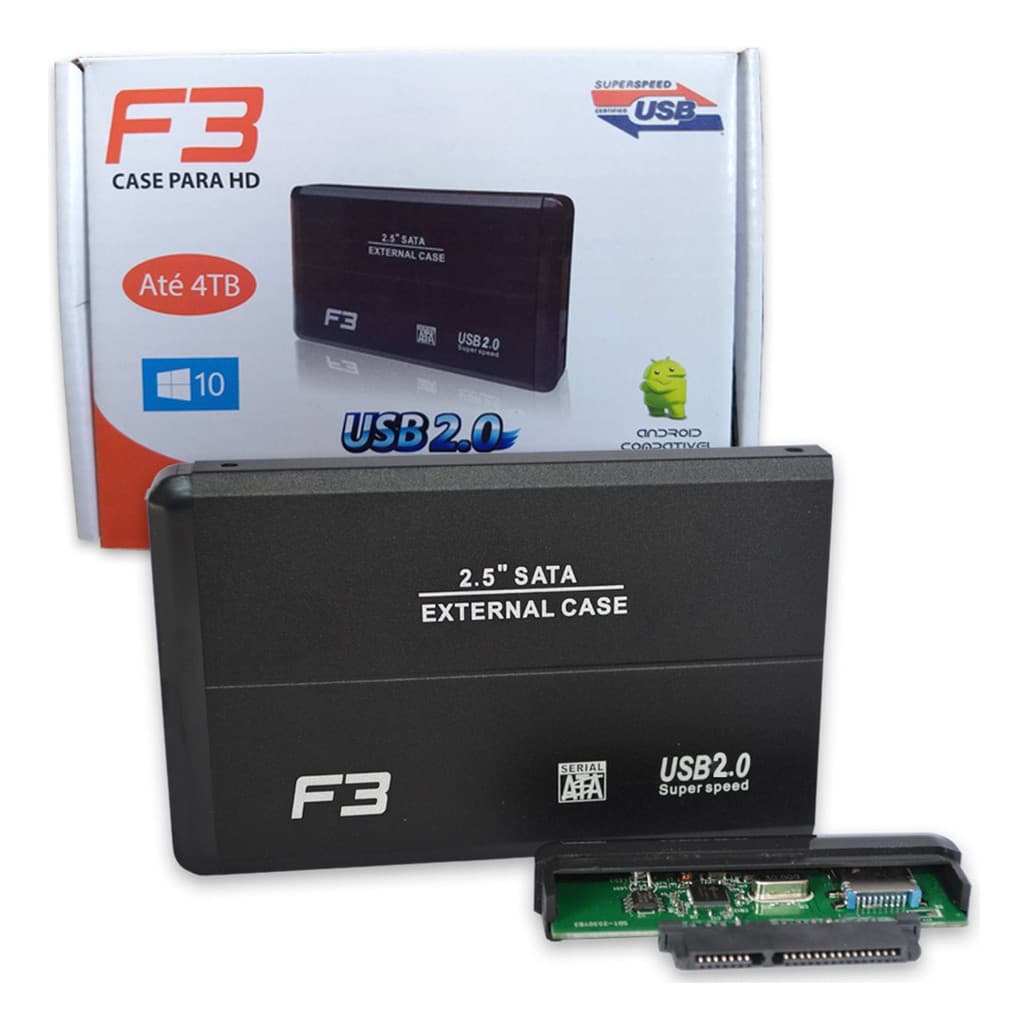 Case Hd Externo 4tb Sata 2,5 Usb 2.0 Gaveta Alumínio Slim