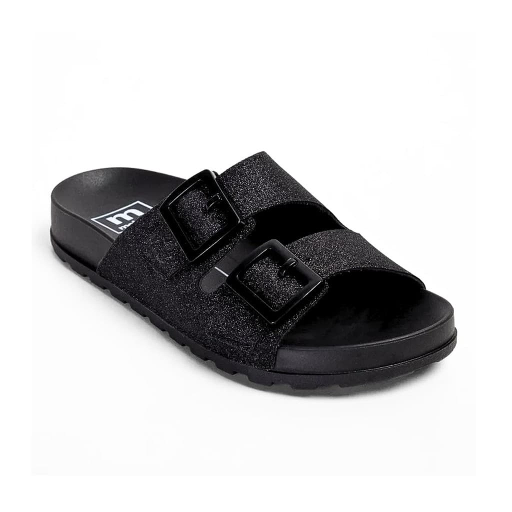 Sandália Feminina Birken Moleca Chinelo Slide Glitter Brilho Original Preta | Ouro Rosado