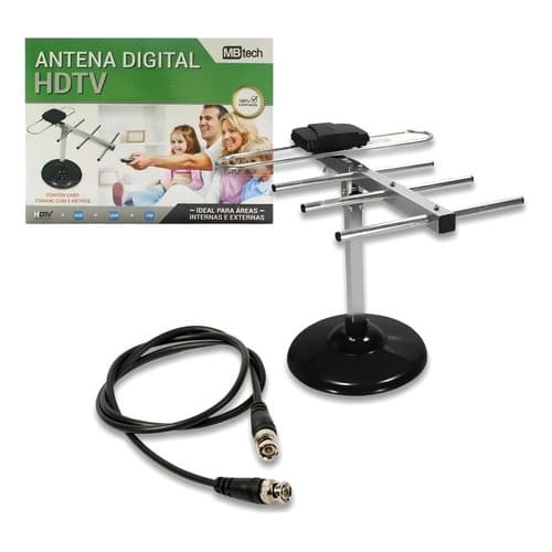 Antena Sinal Digital Interna Externa Para Tv Com Cabo 5m