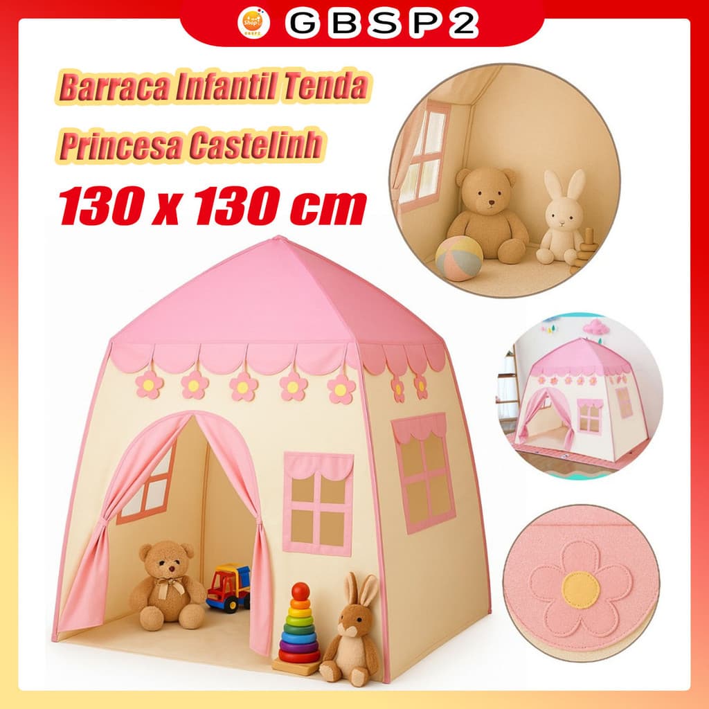 Barraca Infantil Tenda Princesa Castelinho Para Menina 1.3M Princesa Criança Azul Estrela Menor Preço Promocao