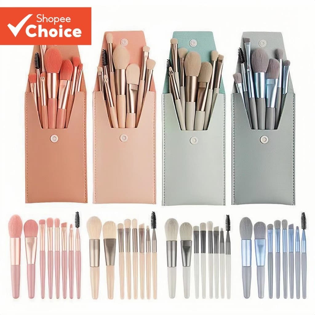 Conjunto De Pincéis De Maquiagem De 8 Peças , Sombra Para Iniciantes , Blush , Corretivo , Pincel Pó Solto