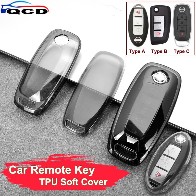 Nissan Chave Remota Do Carro Transparente Escudo Preto TPU Capa Protetora Macia Para Chutes Tiida March Versa Sentra Liv