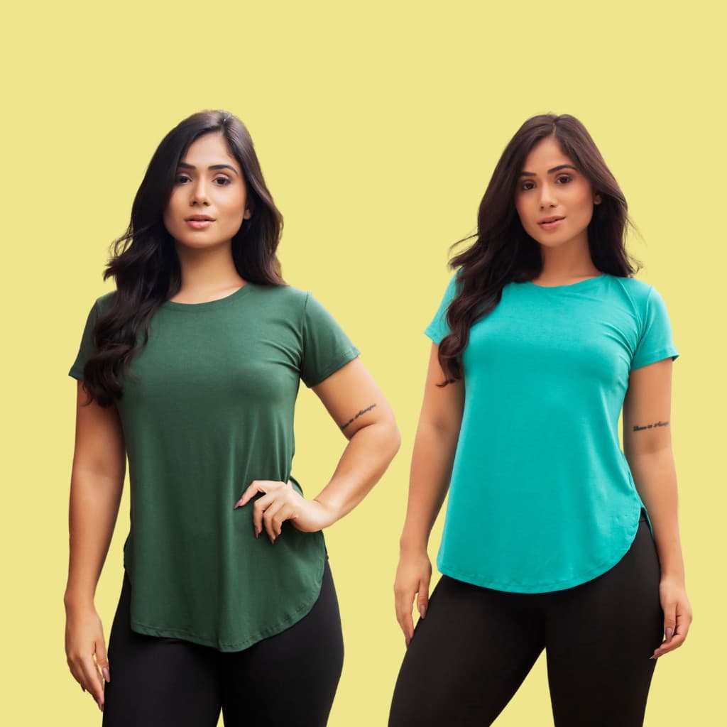 Kit 2 Blusas Tapa Bumbum Academia Dia a Dia Sobreleg Feminina