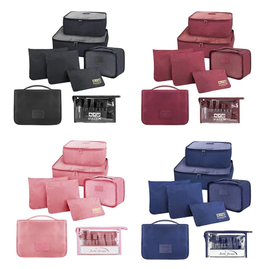 Kit Viagem 17 Peças Jacki Design Organizador Mala Completo