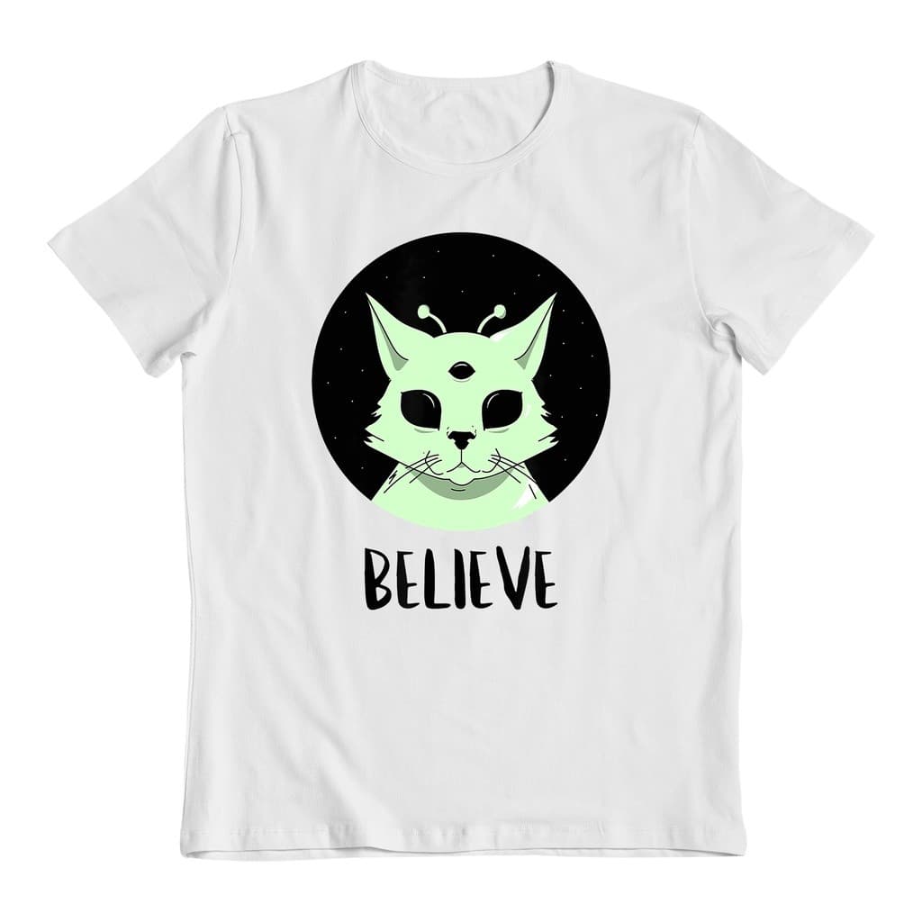 Camiseta Camisa T-shirt 30.1 Básica Cat Alien Et Gato Believe Envio imediato
