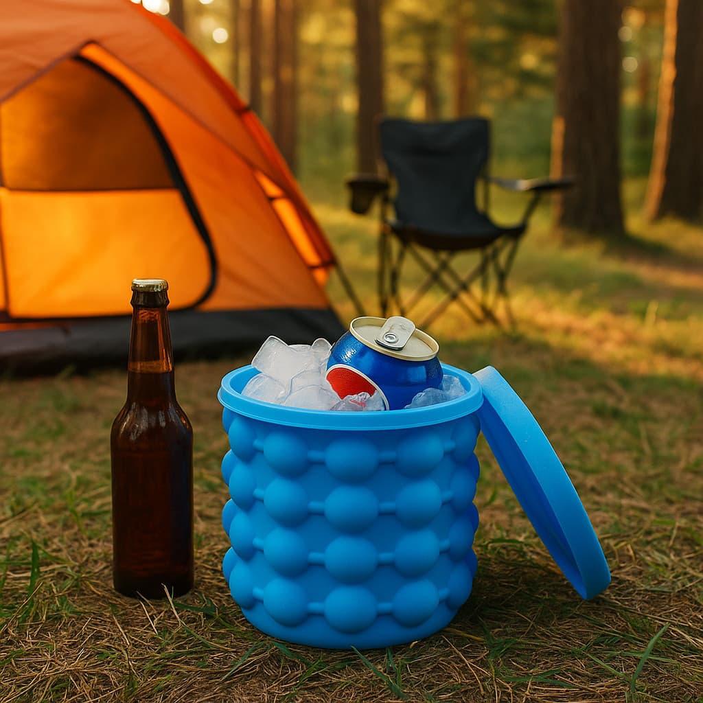 Balde Gelo Silicone Térmico Portátil 120 Cubos Camping Drinks Conserva Organizador Prático Eficiente