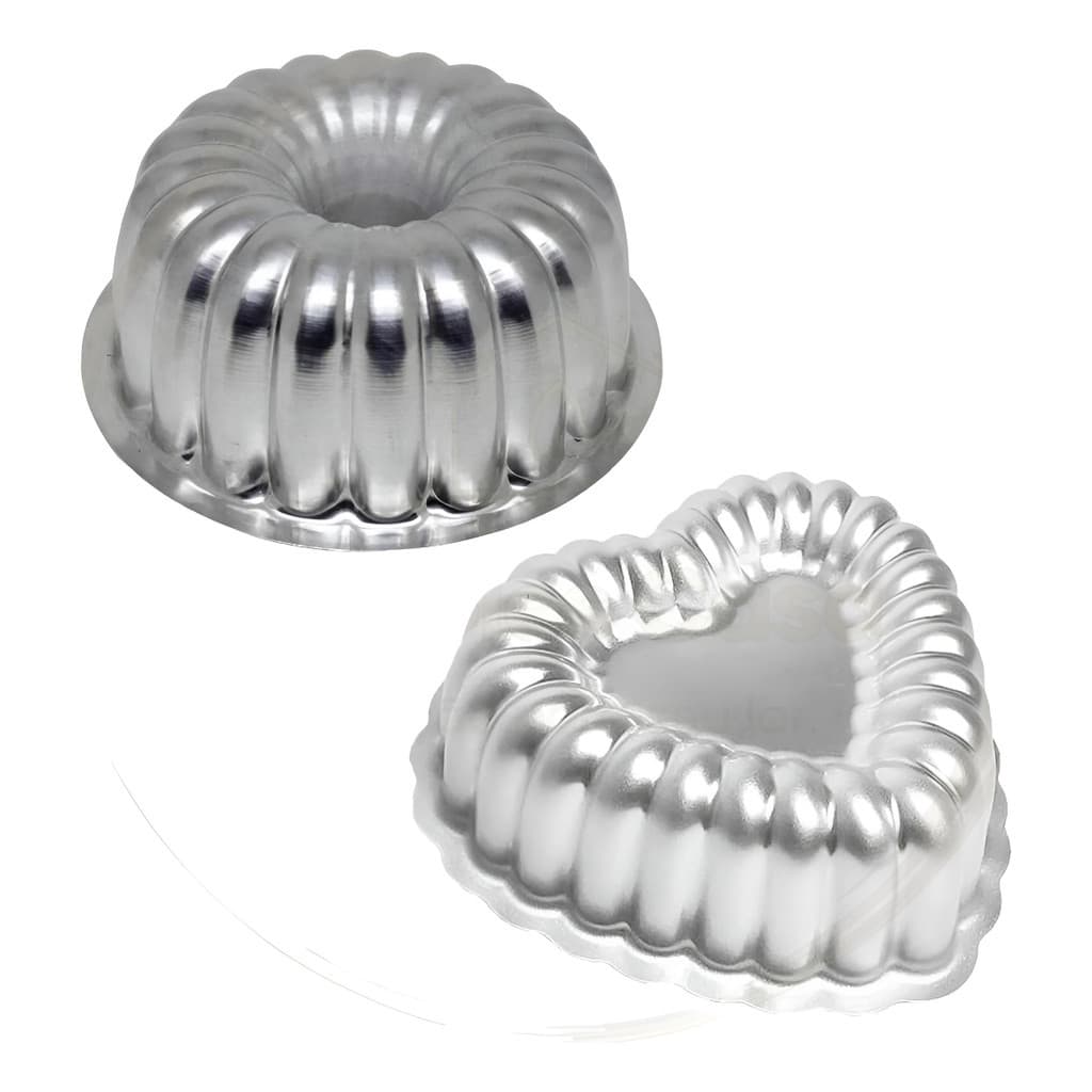 Formas Alum. Premium Bolo, Pudim, Suíça 2(20x8cm)+ Coração G