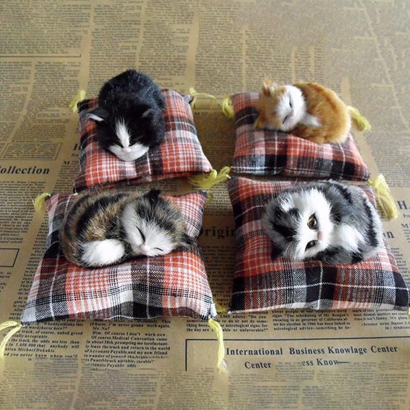 RoadGold Artificial Dormir Gatos Em Pano Almofada Simulação De Pelúcia Deitado Boneca Ornamentos Presentes Das Crianças