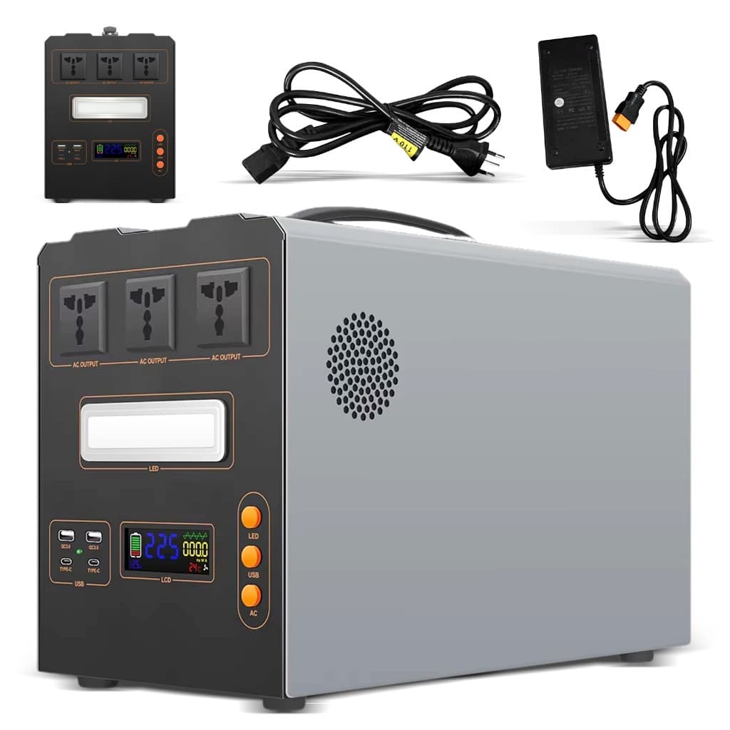 Estação de Energia Portátil 1500W - Saída Dual 110V, USB-C Rápido e LED, 600W-1500W