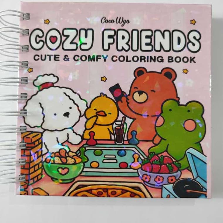 Mini Livro Colorir Cozy Friends 42 Desenhos Divertidos Relaxar Pintura Criatividade Arte Papelaria