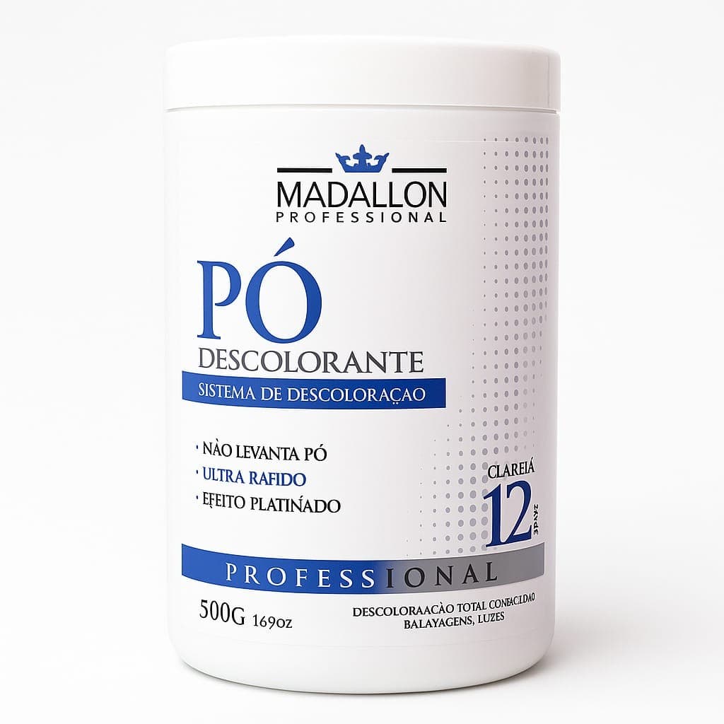 Pó Descolorante 500g Madallon Clareia 12 tons Efeito Platinado Ultra Rápido