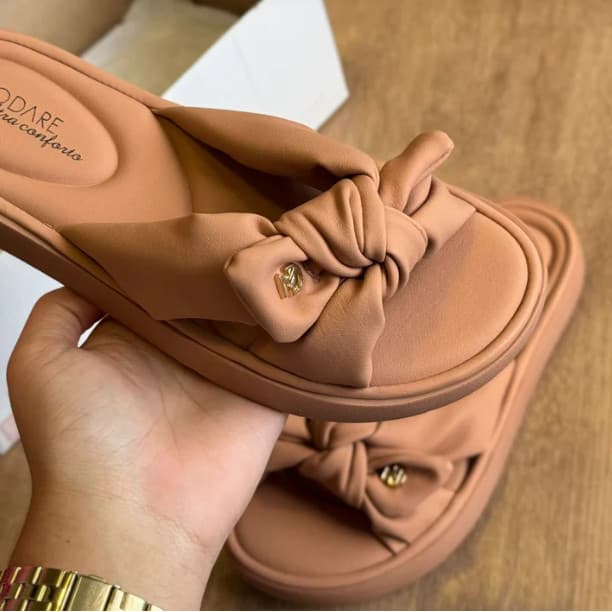 Sandália Chinelo Feminino Modare Ortopédico Slide Detalhe Laço Ultraconforto Leve Macio 7208.101