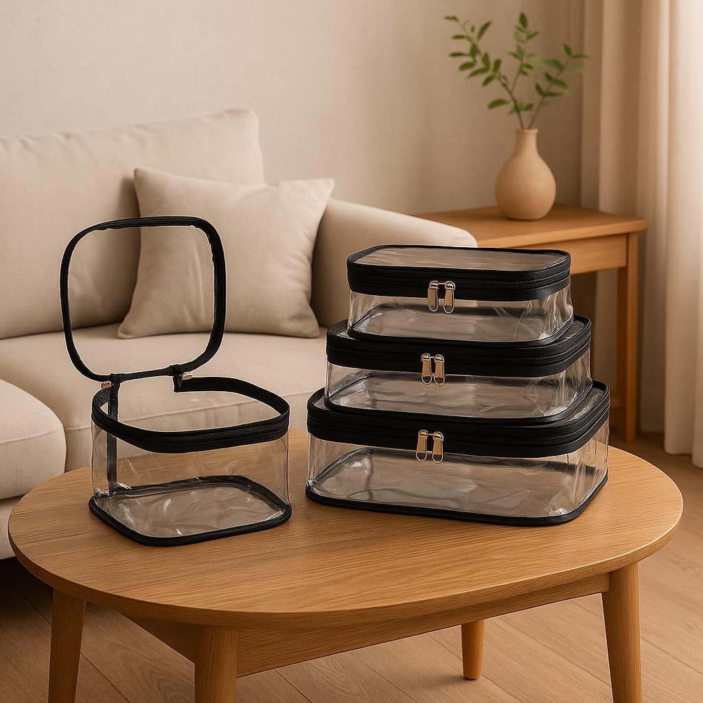 Kit 3 Nécessaires Cristal organizadora kit higiene kit maquiagem  kit viagem avião - ENVIO IMEDIATO