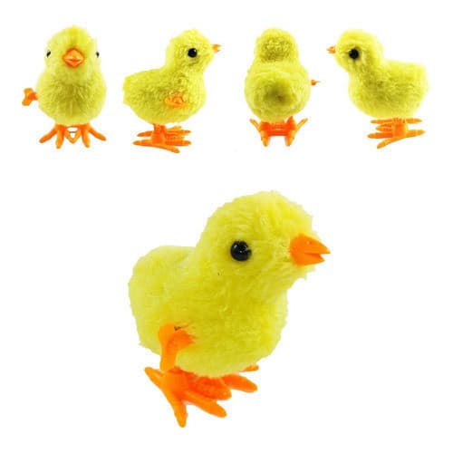 lkit 22 Brinquedo Pintinho Amarelinho de Pelúcia a Corda Cisca/Pula/Anda Promoção