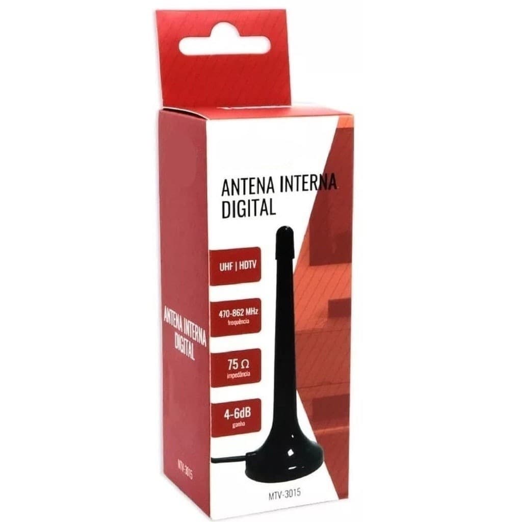 Mini Antena Digital Interna Tomate MTV-3015 HDTV UHF para TV Digital Full HD Compatível com Smart TV e Conversor Digital