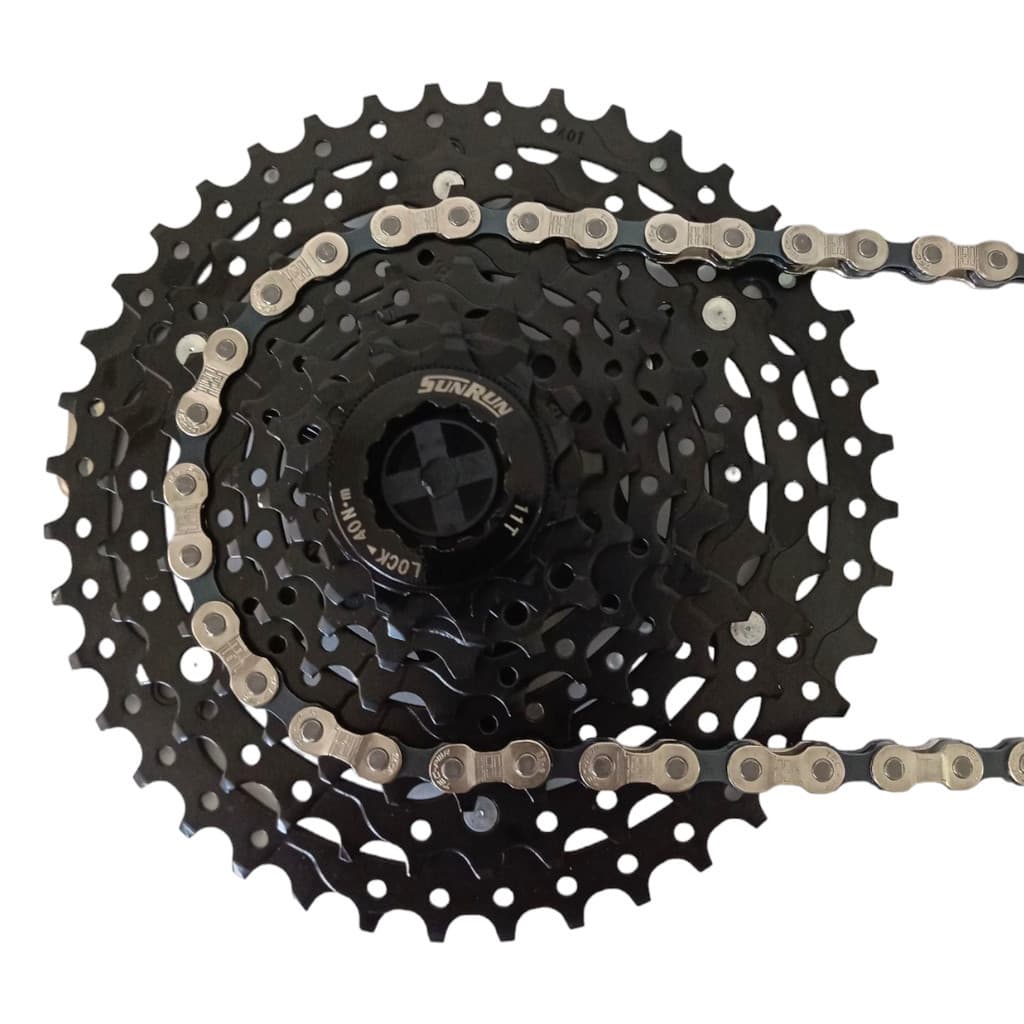 Cassete 8v 11/40 Dente Preto Aranha em Alumínio com Corrente