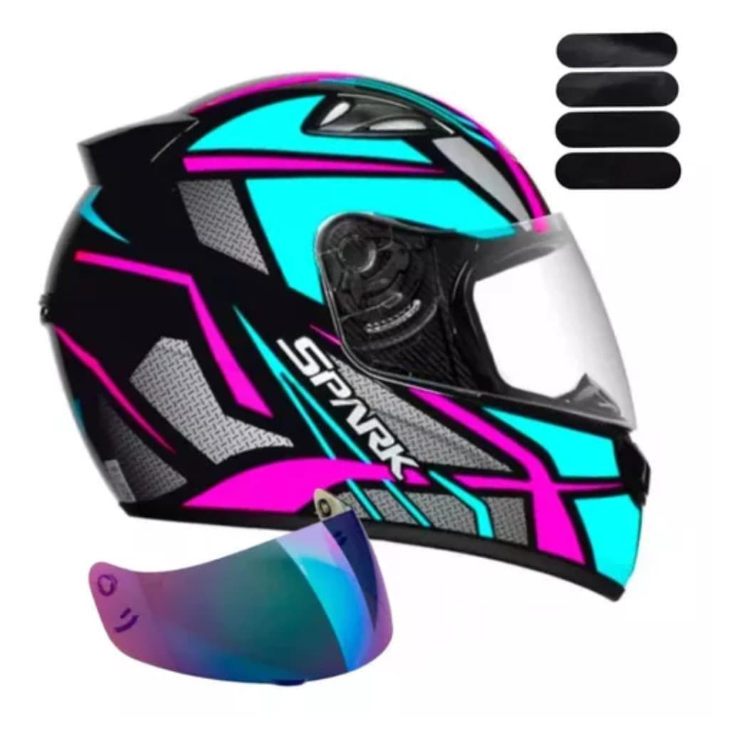 Capacete Moto Feminino Masculino Ebf + Adesivo Viseira Camaleão