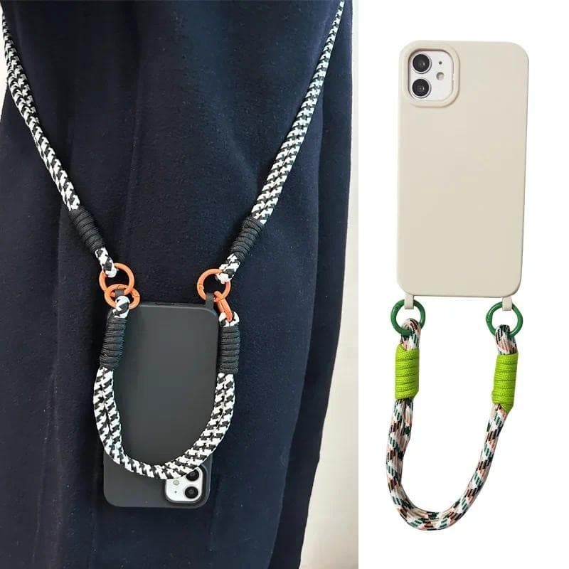 Crossbody Colar Cinta Cordão Caso De Telefone Para iPhone 15 Pro Max 14 13 12 11 X XS XR 15Plus 16 Corda Dupla Capa De S