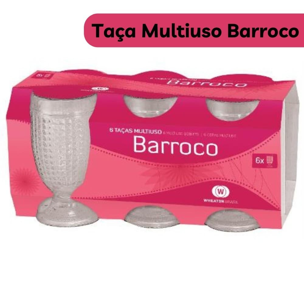 Jogo Kit 6 Taças para Agua Barroco Wheaton 250ml