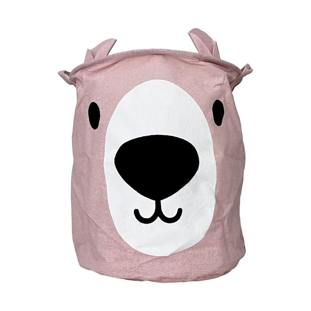 Cesto Roupa Organizador de Brinquedos Infantil Urso Rosa 50L