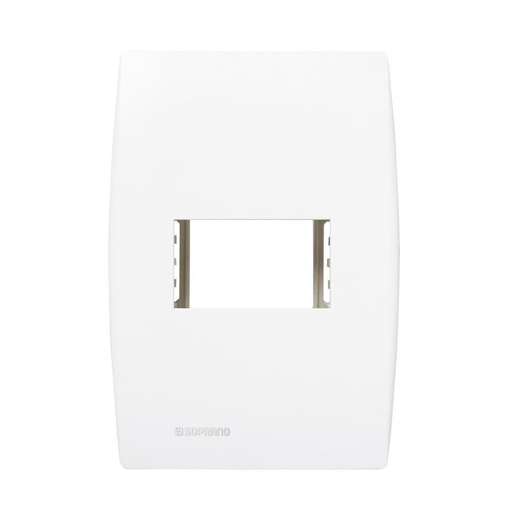 Placa 4x2 1 Módulo Posto Horizontal Siemens Soprano Ilus Com Suporte Branco Clean