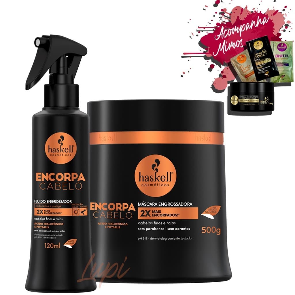 Kit Haskell Encorpa Cabelo Fluido 120ml Mascara 500gr