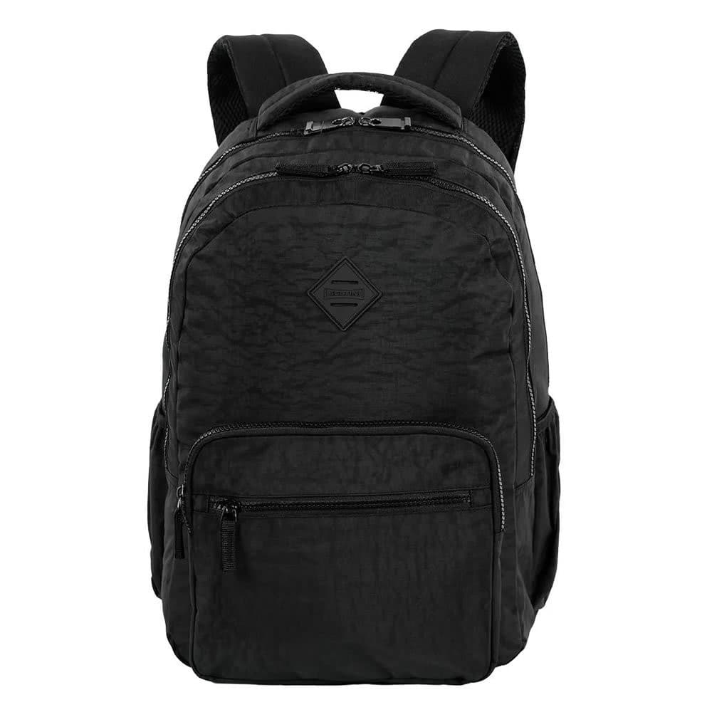 Mochila Preta Sestini 2 Compartimentos College Crinkle 3 Escolar Universitária