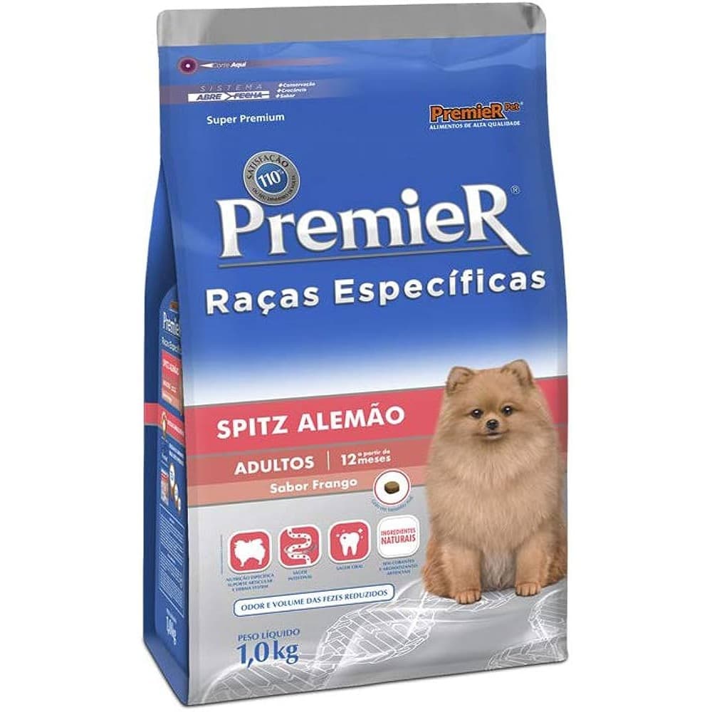Ração Cães Premier Raças Spitz Alemão Adultos Frango 1Kg