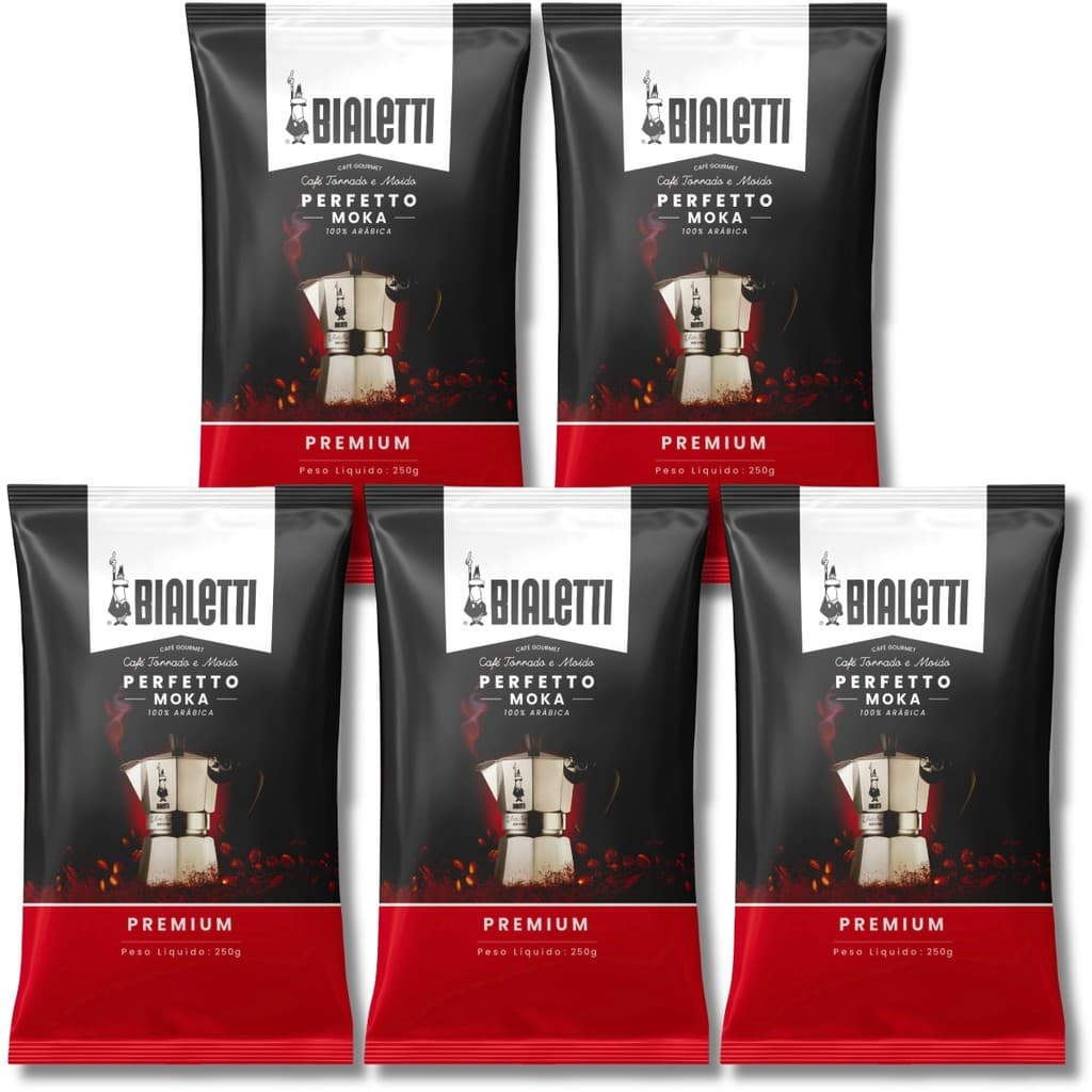 Café Moído Bialetti Gourmet Moagem Média Para Moka Express 250g Kit 5 Unidades