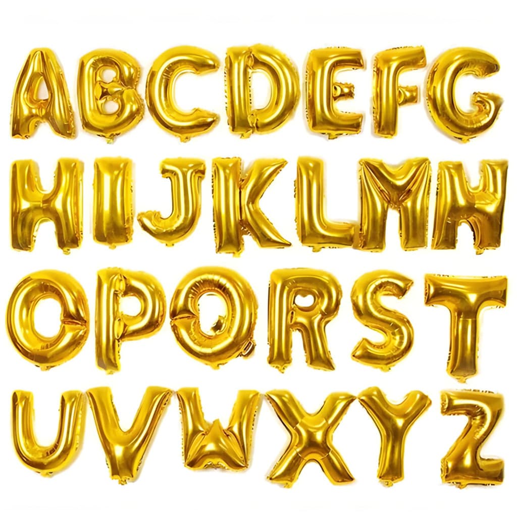 Balão Metalizado Letras Alfabeto Dourado A - Z Para Festas