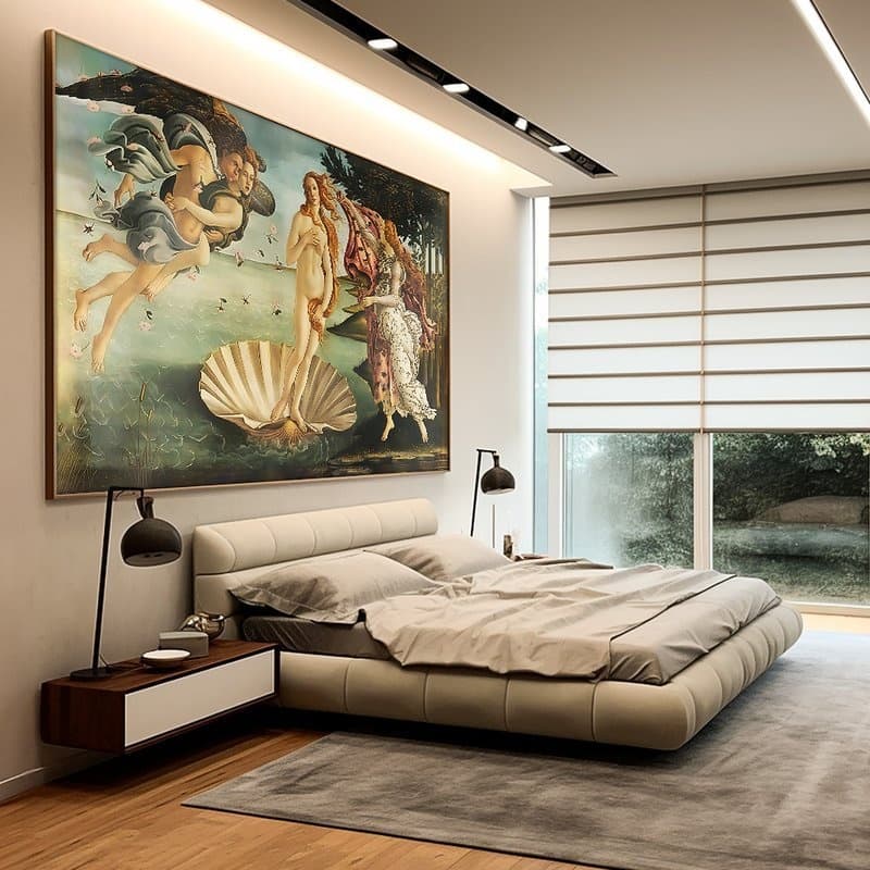 Quadro Decorativo 110x80cm O Nascimento de Vênus de Sandro Botticelli  Hall da Luxo Sala Quarto Casa Decoração De Parede