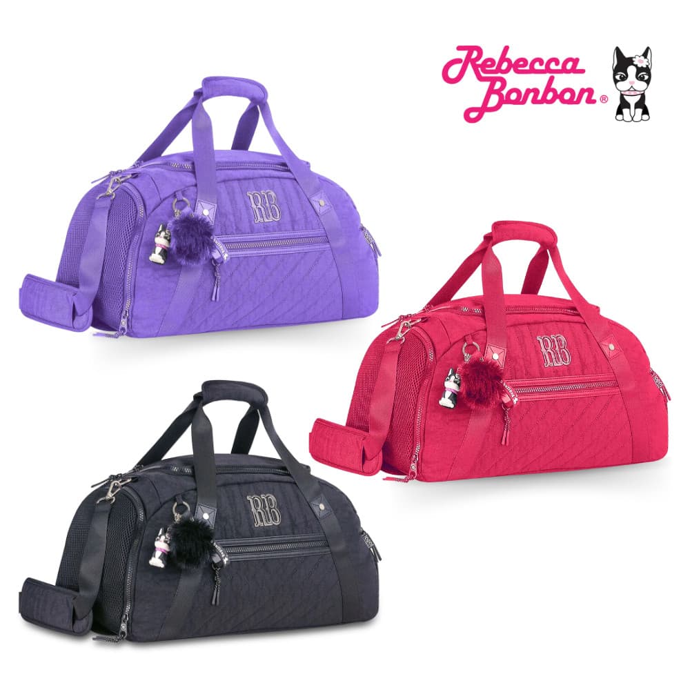 Bolsa Mala Sacola Academia Rebecca Bonbon De Ombro Pompom Grande Capacidade Sapato Fitness Esportiva Viagem Passeio