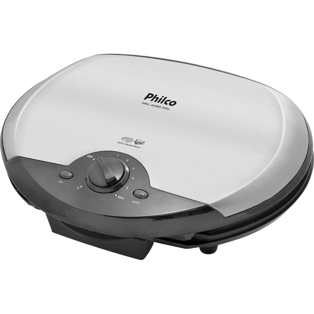 Grill e Sanduicheira Philco Jumbo Steel 1500W Grelha 4 Hambúrgueres Placas Antiaderentes
