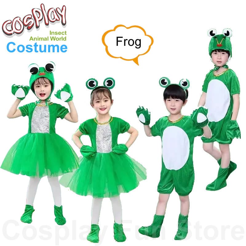 Fantasia de Sapo para Cosplay Infantil, Roupa de Anime, Macacão de Dança de Animal para Crianças, Saia Curta para Menina