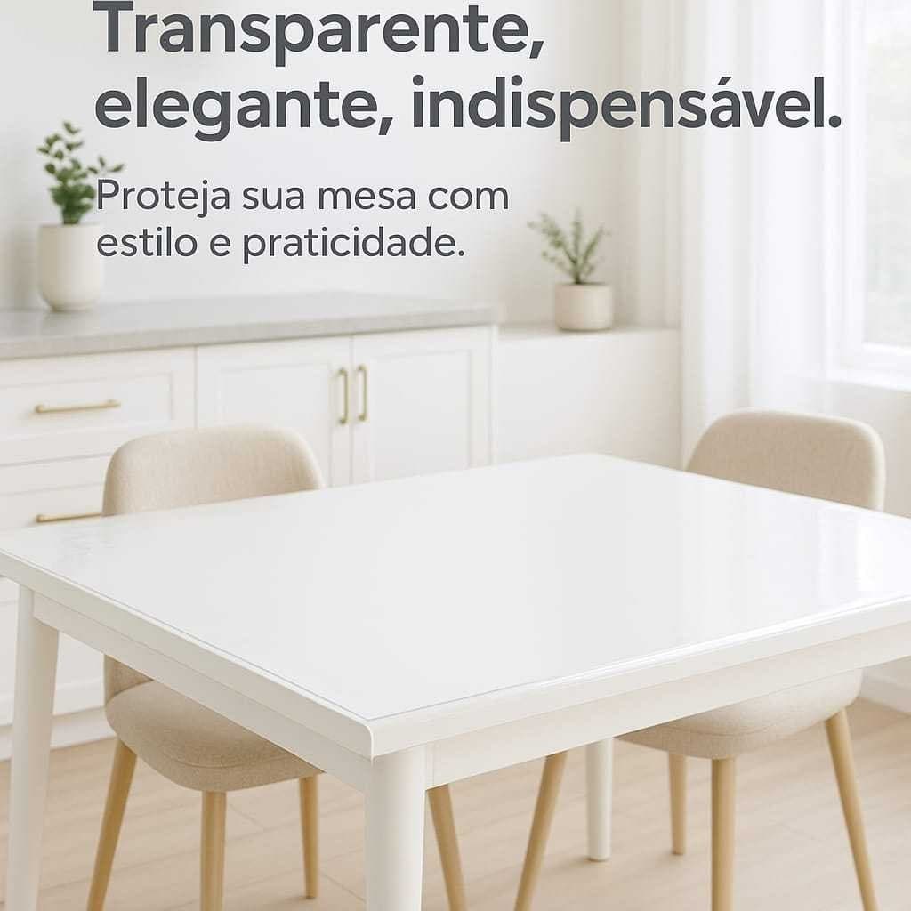 Toalha de Mesa de Plástico Transparente Cristal – PVC Reforçado, Impermeável e Térmico