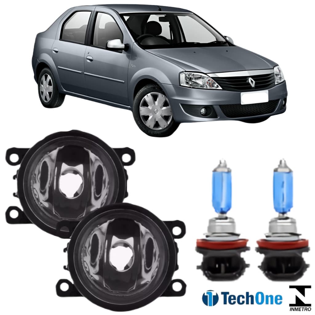 PAR FAROL MILHA RENAULT LOGAN 2007 A 2019 E SUPER BRANCA