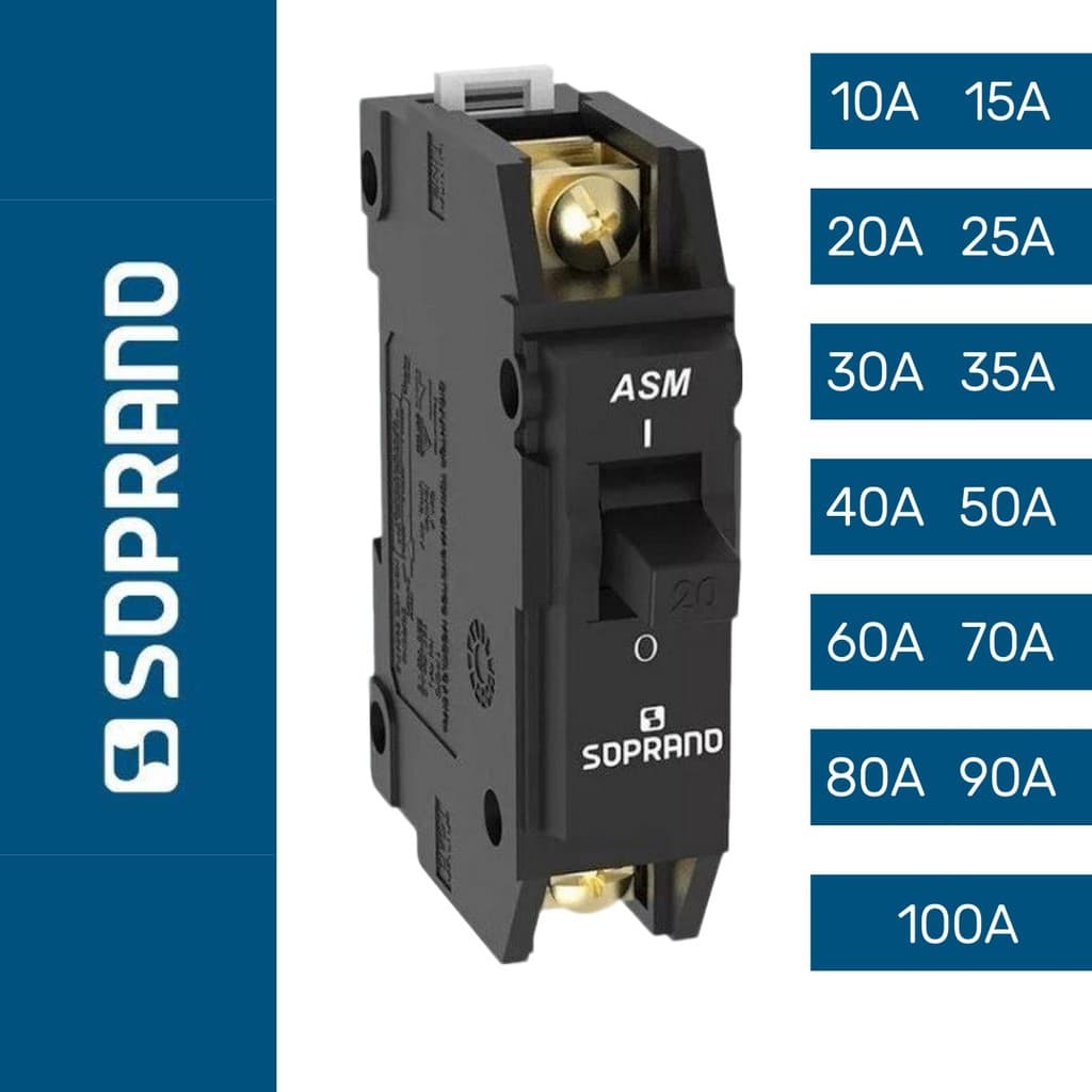 Disjuntor Nema Unipolar Monofasico 1p preto  Asm1 Soprano