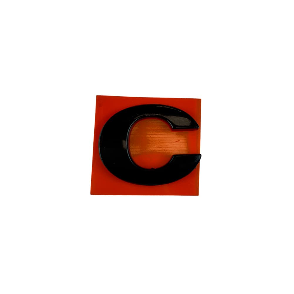 Letra C Avulsa Black Piano Emblema Adesivo Logo Dupla Face