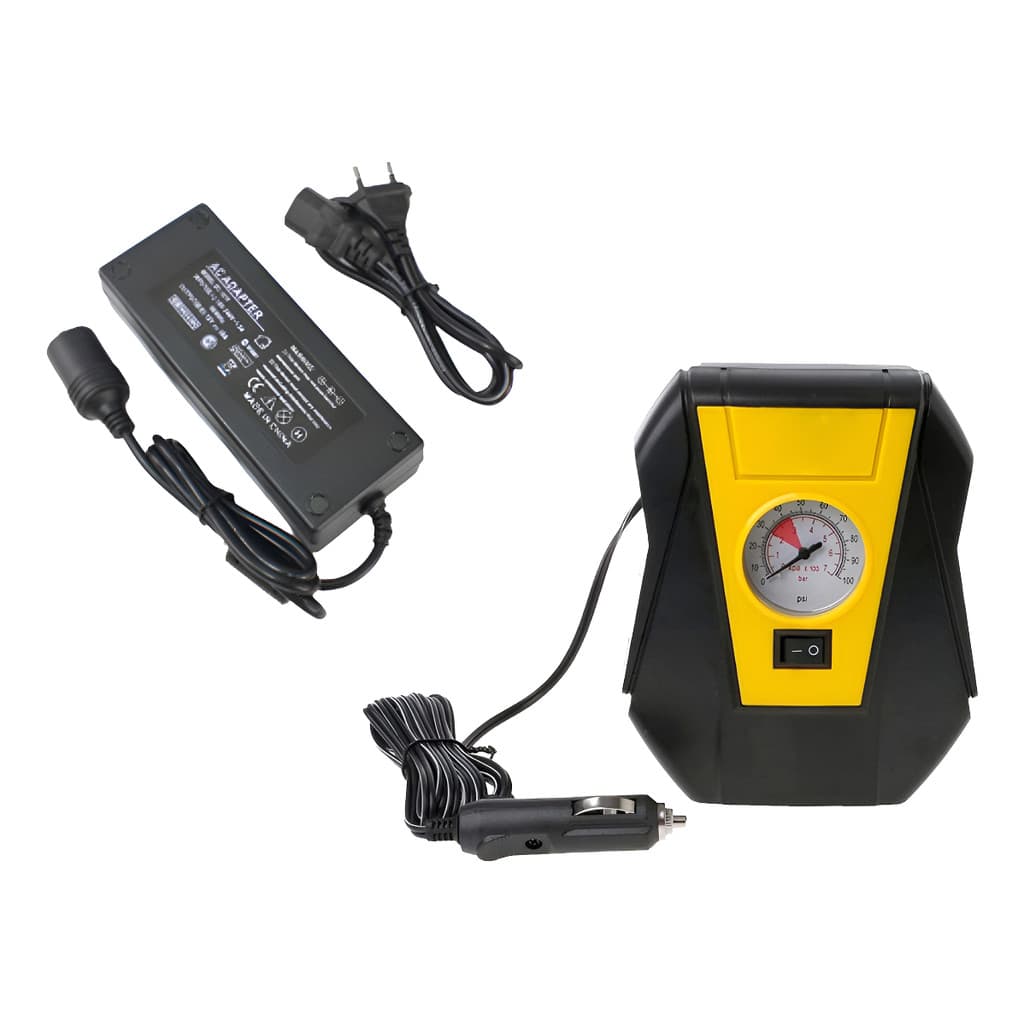 Bomba De Ar Calibrador Compressor Com Fonte Residencial 12v