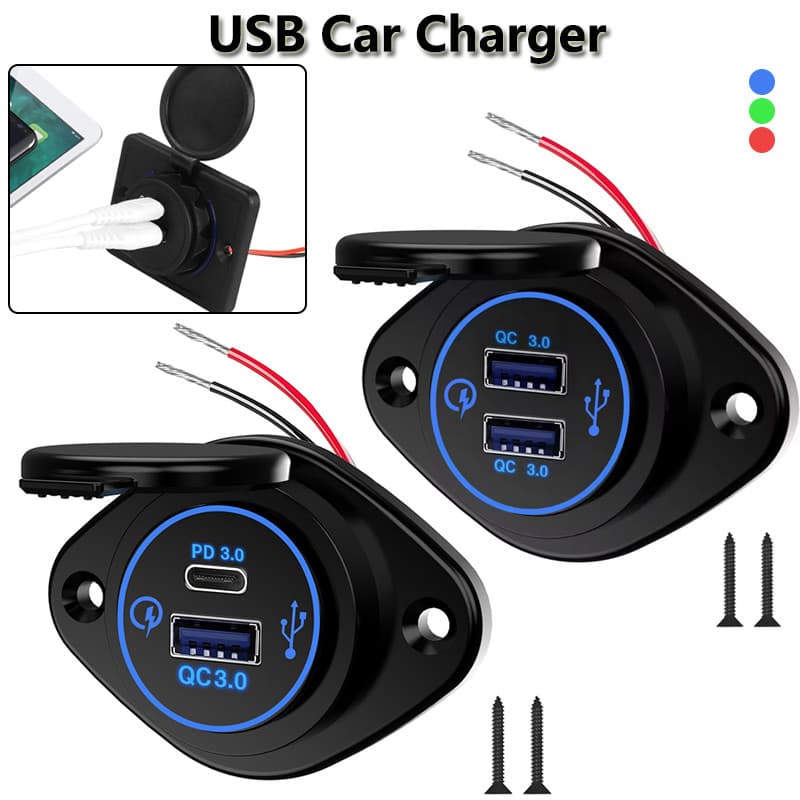 12V Duplo Carregador USB Tomada De Energia Painel Carregamento Rápido Montagem Na Parede Adaptador Para Moto Carro Barco