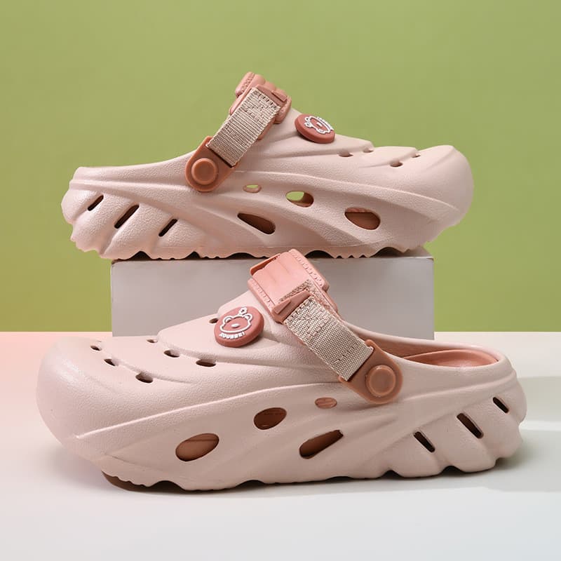 Baotou buraco sapatos femininos verão aumentado exterior usar chinelos antiderrapantes EVA resistente ao desgaste respir
