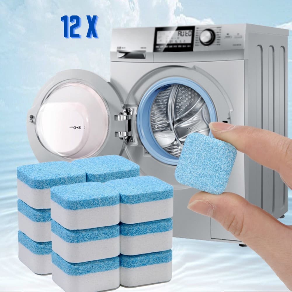kit 12 Pastilhas para Limpeza de Máquinas de Lavar Roupas Efervescentes Multifuncional