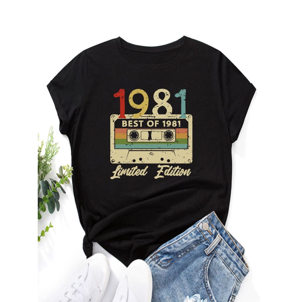 Tshirt Feminina Estilosa Estampada 1981 Camera Lançamento Camiseta 100% Algodão Camisetão Camisa Oversized Plus Size