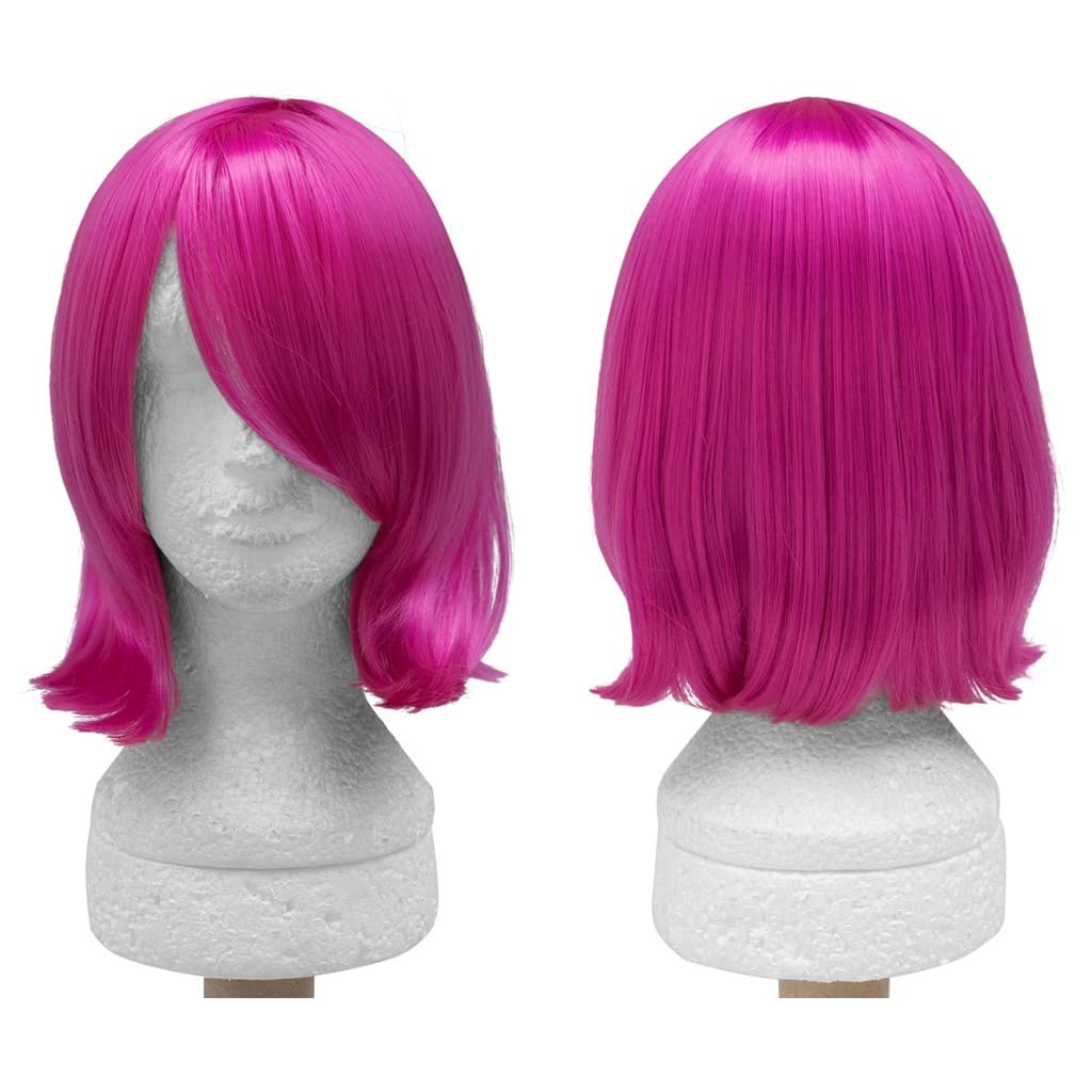 Peruca Rosa Pink Long Bob Curta C/ Franja Cosplay Wig