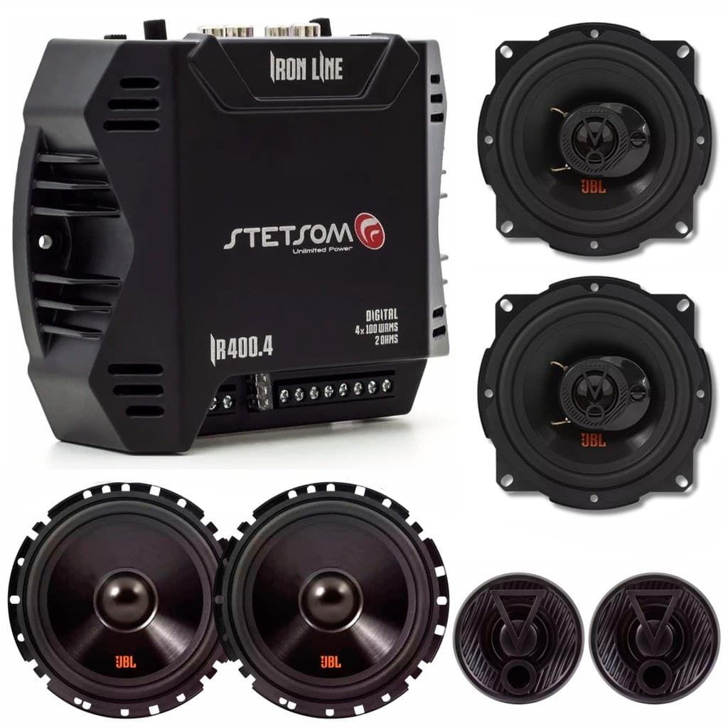 Kit 04 Alto Falantes 5 E 6 Pol FLEX4 62VFX5 5TRFX55 110w + Módulo Amplificador Stetsom IR400.4 4 c